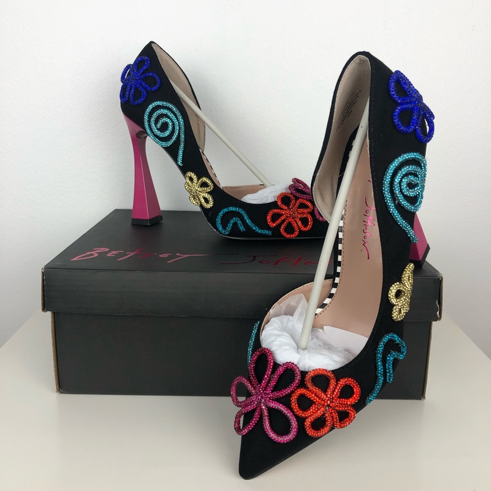 Betsey Johnson Kimara Rhinestone Doodle Embellished Pump Artistic Heels - Picture 11 of 13